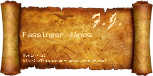 Fassinger János névjegykártya